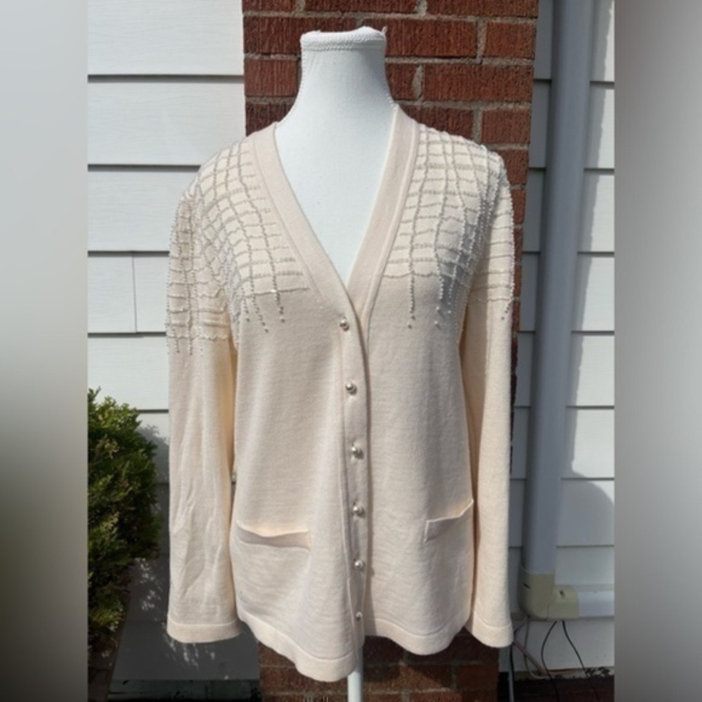 Escada Vintage Cardigan. Couple beads discoloured
